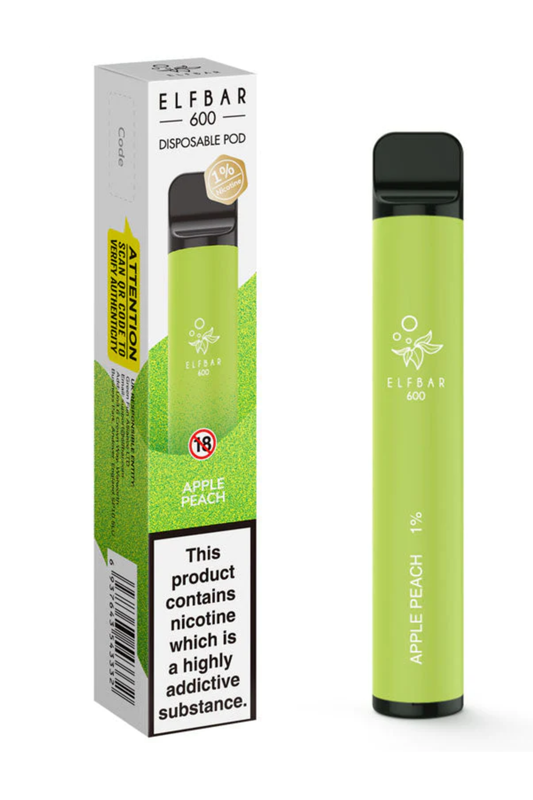 APPLE PEACH ELF BAR 600 DISPOSABLE VAPE