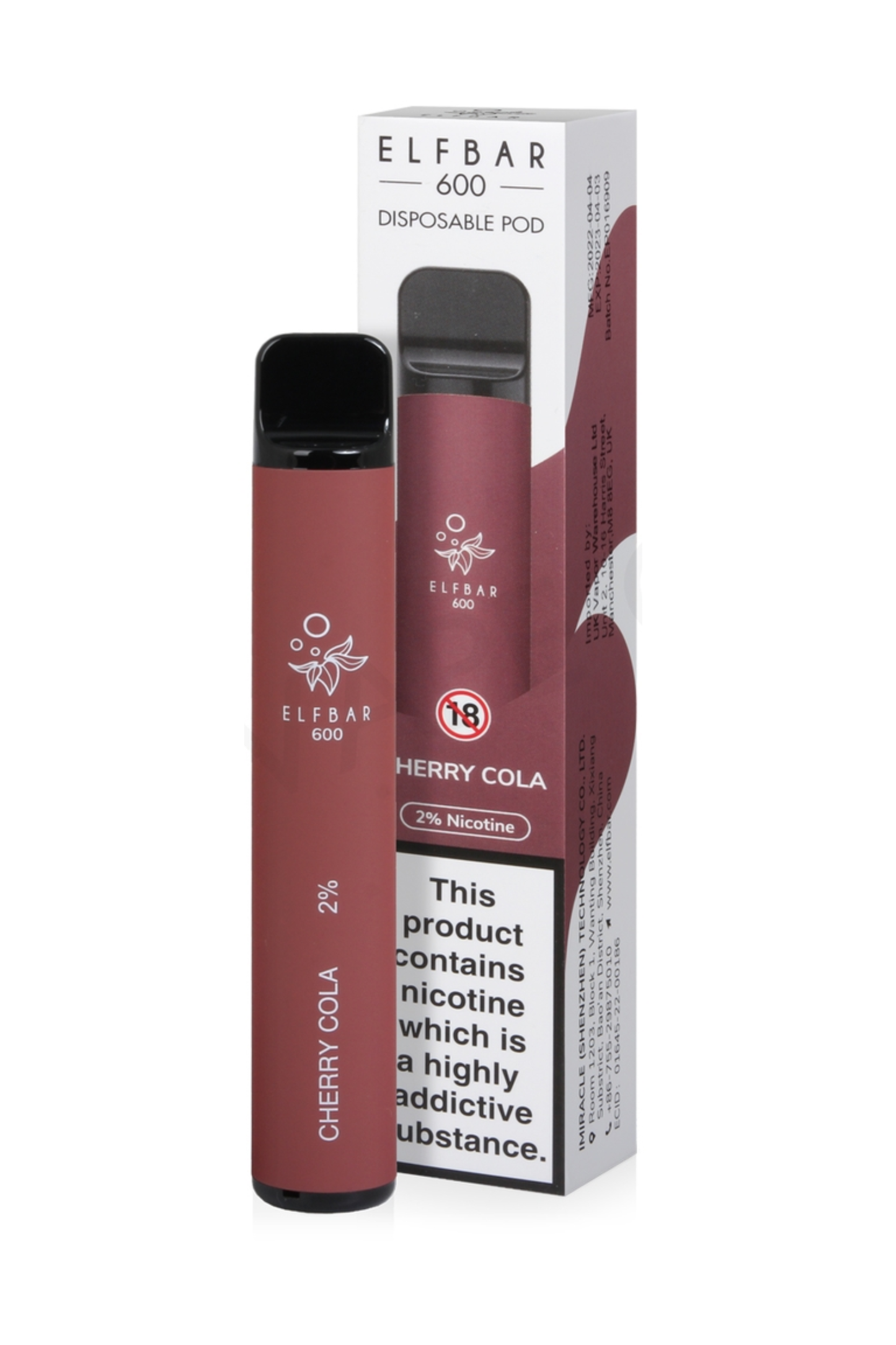 CHERRY COLA ELF BAR 600 DISPOSABLE VAPE