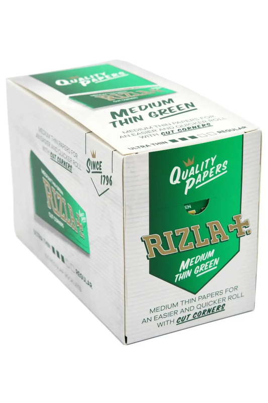 MEDIUM THIN GREEN RIZLA, BOX OF 100 BOOKLETS