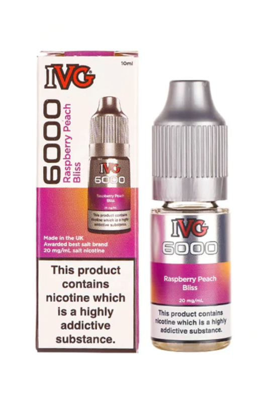 RASPBERRY PEACH BLISS IVG 6000 NIC SALT E-LIQUID