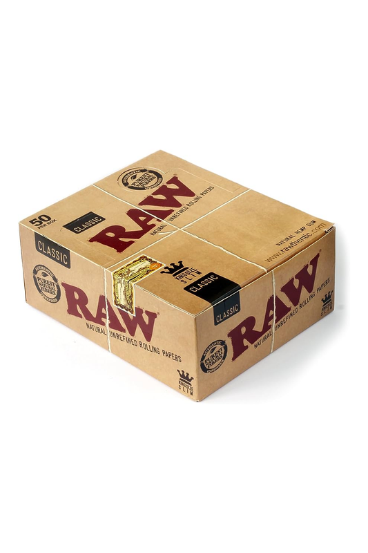 RAW AUTHENTIC KING SIZED ROLLING PAPERS, BOX OF 50