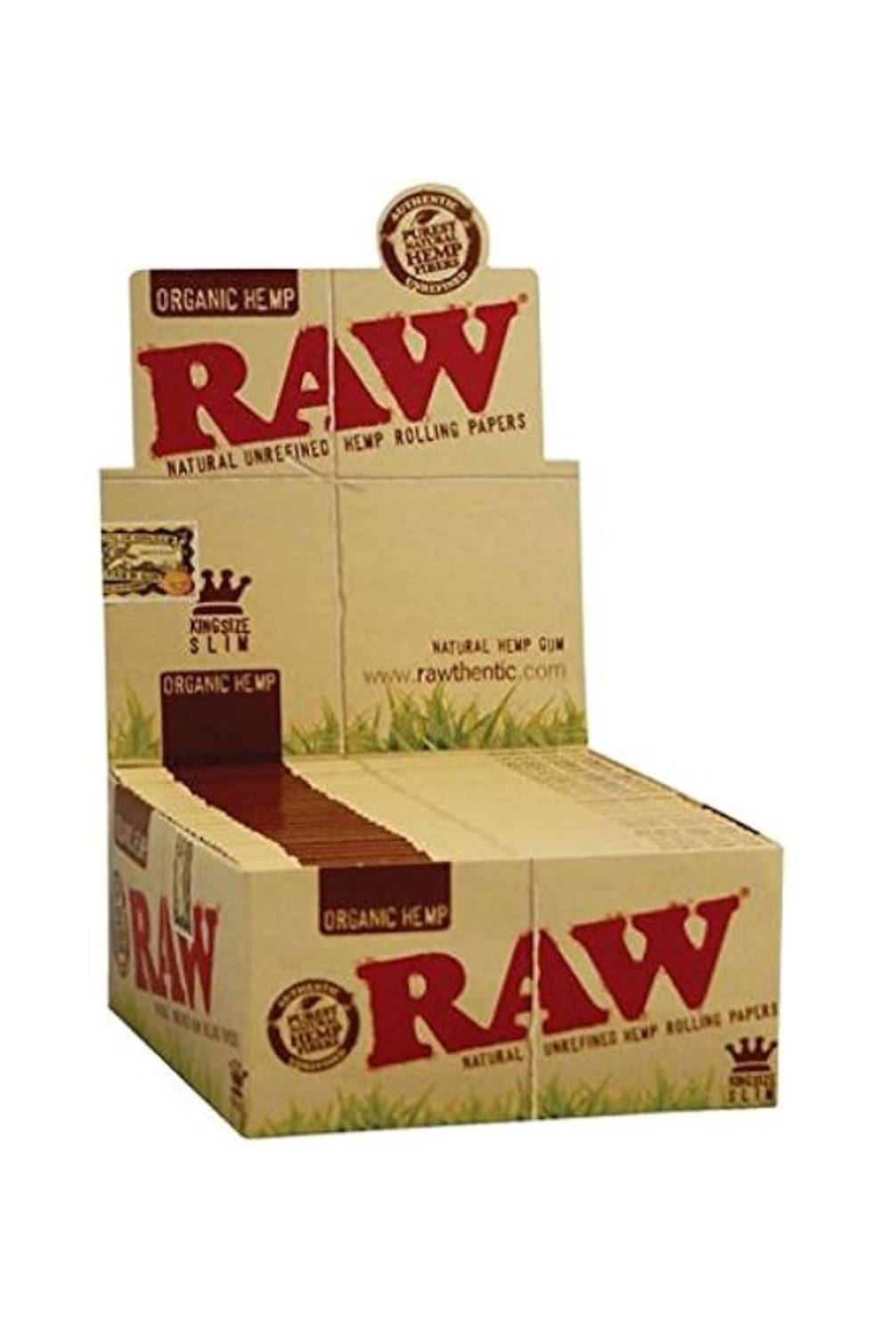 RAW AUTHENTIC ORGANIC HEMP KING SIZED ROLLING PAPERS, BOX OF 50